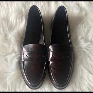 Zara Oxfords Flat Burgundy Shoes